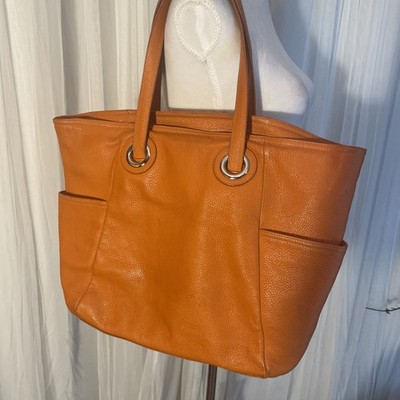 Furla Orange Pebbled Leather Tote Bag Made in Italy 12x15x5 Shopper Handbags GUC