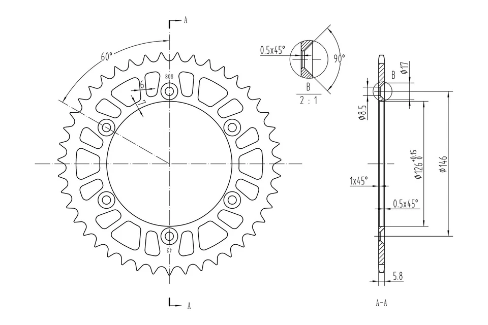 For Suzuki RMZ250 2007-2016 BikeMaster 965167 520 Series Sprocket - Image 2 of 2