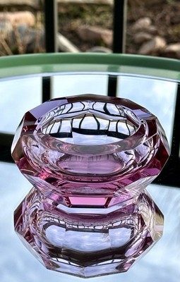 Moser VTG-Art Deco-MCM Alexandrite Neodymium Diamond Glass Ashtray-Collectible