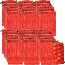30 Pack Extra Large Mesh Storage Produce Bags, Reusable Vegetable 30 PCS, Red 