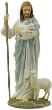11.38 Inch Jesus The Shepherd Decorative Figurine, Pastel Color