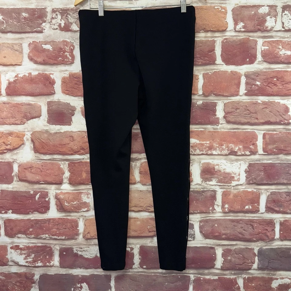 Zara Trafaluc TRF Pants Womens XL Black Side Ring Trim Pull On Stretchy Skinny - Image 2 of 4