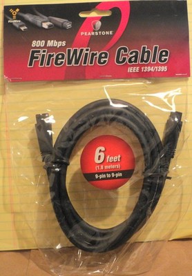 Pearstone FireWire Cable 800 Mbps IEEE 1394/1395 6ft 9-pin to 9-pin
