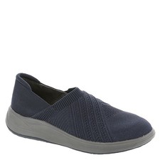 BZees Women's 10 Navy Blue Triumph Knit Slip On Shoe Walking Sparkle Bling NEW
