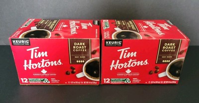 Tim Hortons Original Blend Dark Roast Coffee, K Cup Pods, Two 12 Ct Packages
