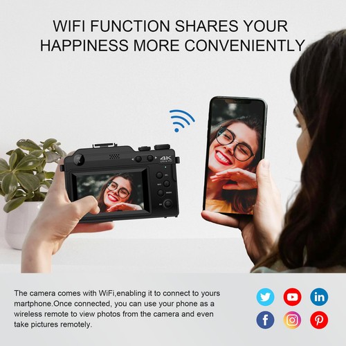 Digital Camera with WiFi, 64MP Photography and 4K 5K Vlogging Camera Kit for ... - Picture 4 of 9