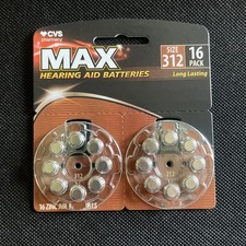 HEARING AID BATTERIES SIZE 312 16 PACK EXP 01/2028 CVS MAX