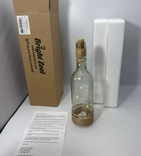 Decorative Clear Glass Bottle with LEDs wrapped with Rope - Light Up Home Decor