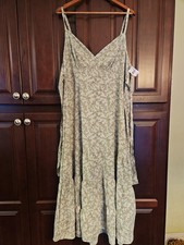 NWT Ultra Flirt Dress Size 2X Green Smocked Tiered Midi Midi Coastal Cowgirl 