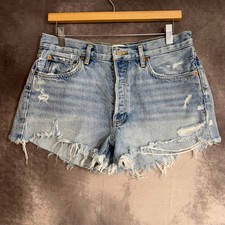 AGOLDE Parker High Waist Distressed Denim Shorts Light Wash 28 A026-811