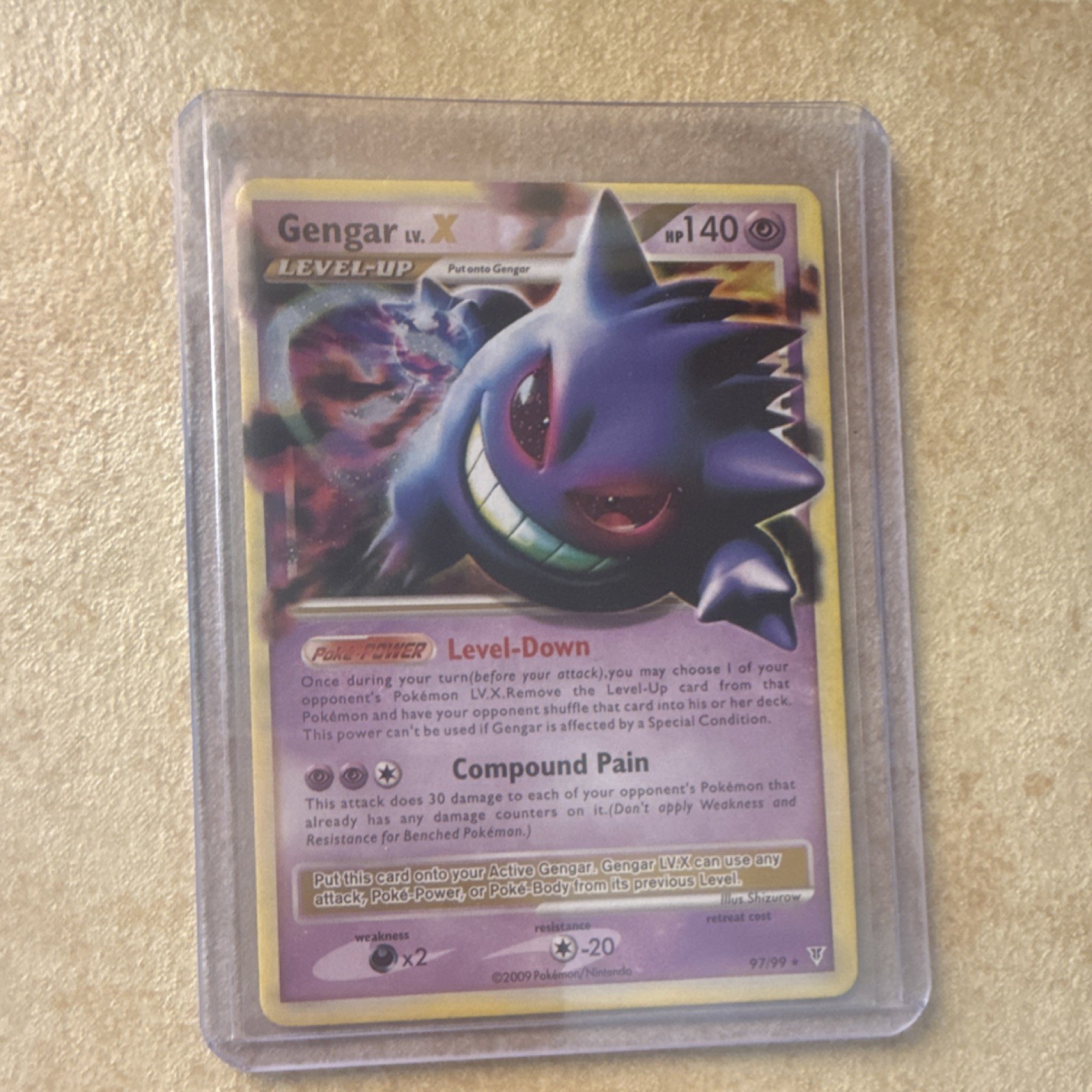 Pokémon Gengar LV.X 97/99 Level-Up 140 HP 2009 Pokémon TCG Card
