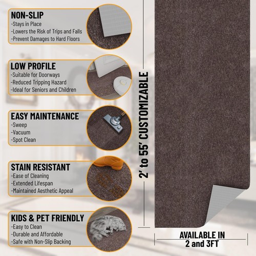 1'10" x 4' Ultra-Thin Entryway Rug - Durable Non-Slip Mat for High-Traffic Ar... - Picture 3 of 11