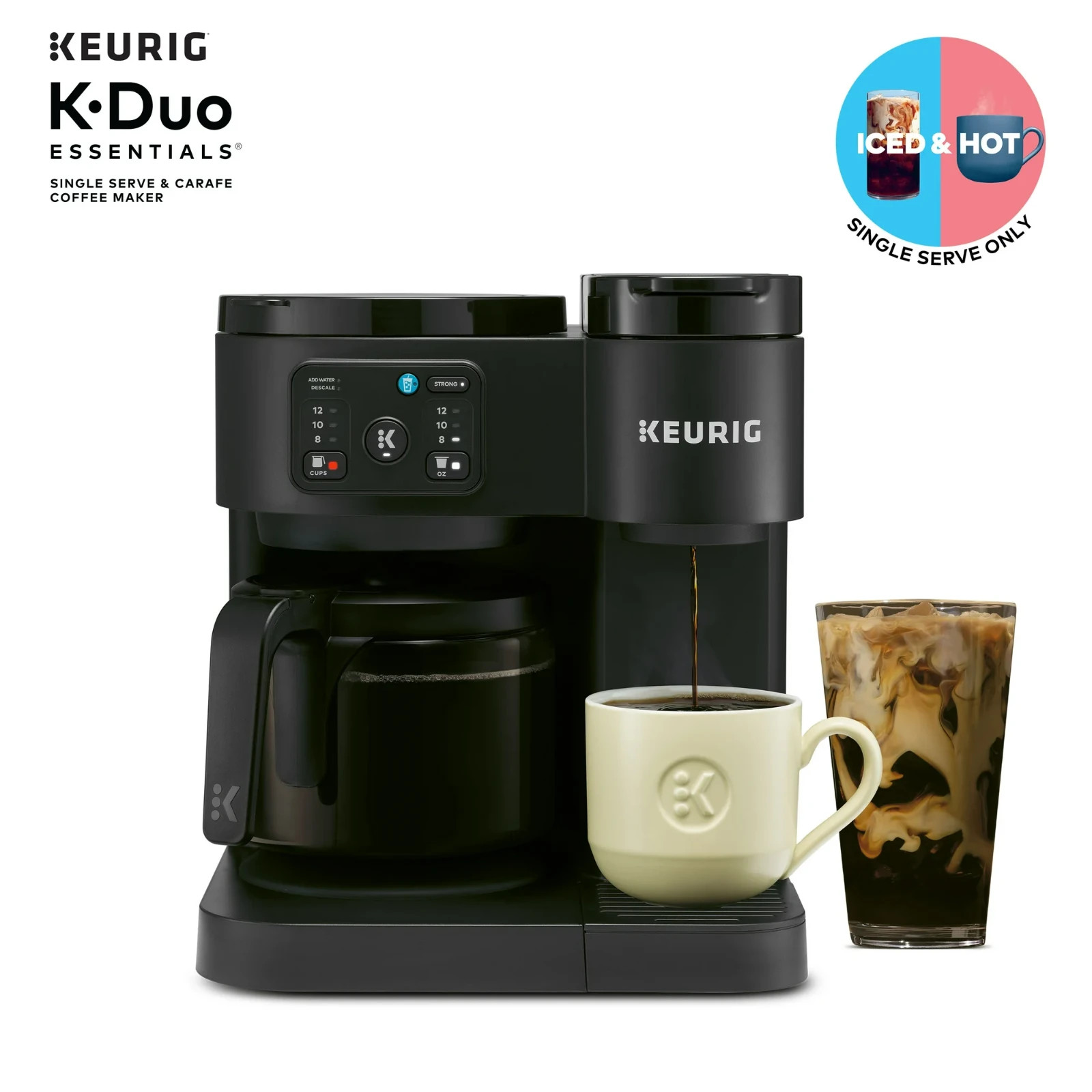 Keurig K-Duo Essentials, Hot & Iced Single-Serve K-Cup Pod Coffee Maker & Carafe