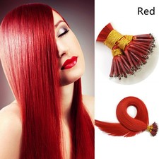 Nano Ring Human Hair Extensions Nano Micro Beads Link Remy Hair Bright Red26inch
