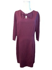 Talbots Women's Sheath Dress Long Sleeve Maroon Sz 12