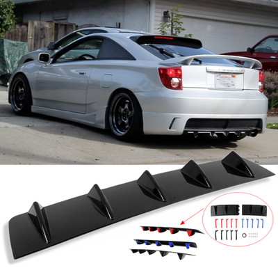 For Toyota Celica Glossy Black Rear Bumper Diffuser Lip Shark 5 Fins Body Kit