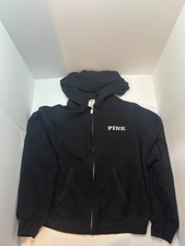 Victoria s Secret PINK Black Hoodie Full Zip Jacket Women s Small S