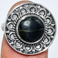 Natural Blue Tiger Eye 925 Sterling Silver Ring s.7 Jewelry R-1256