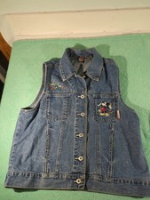 Vintage 90's Disney Mickey Mouse Unlimited Feelin' Fine Denim Vest Womens Sz L