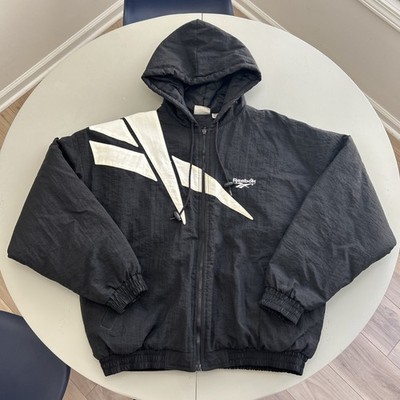 Vintage 90s Reebok Logo Track Puff Jacket Zip Windbreaker Medium