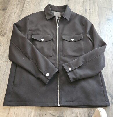 H&M Heavy Duty Workwear Black Zip Up Work Jacket Large NWOT