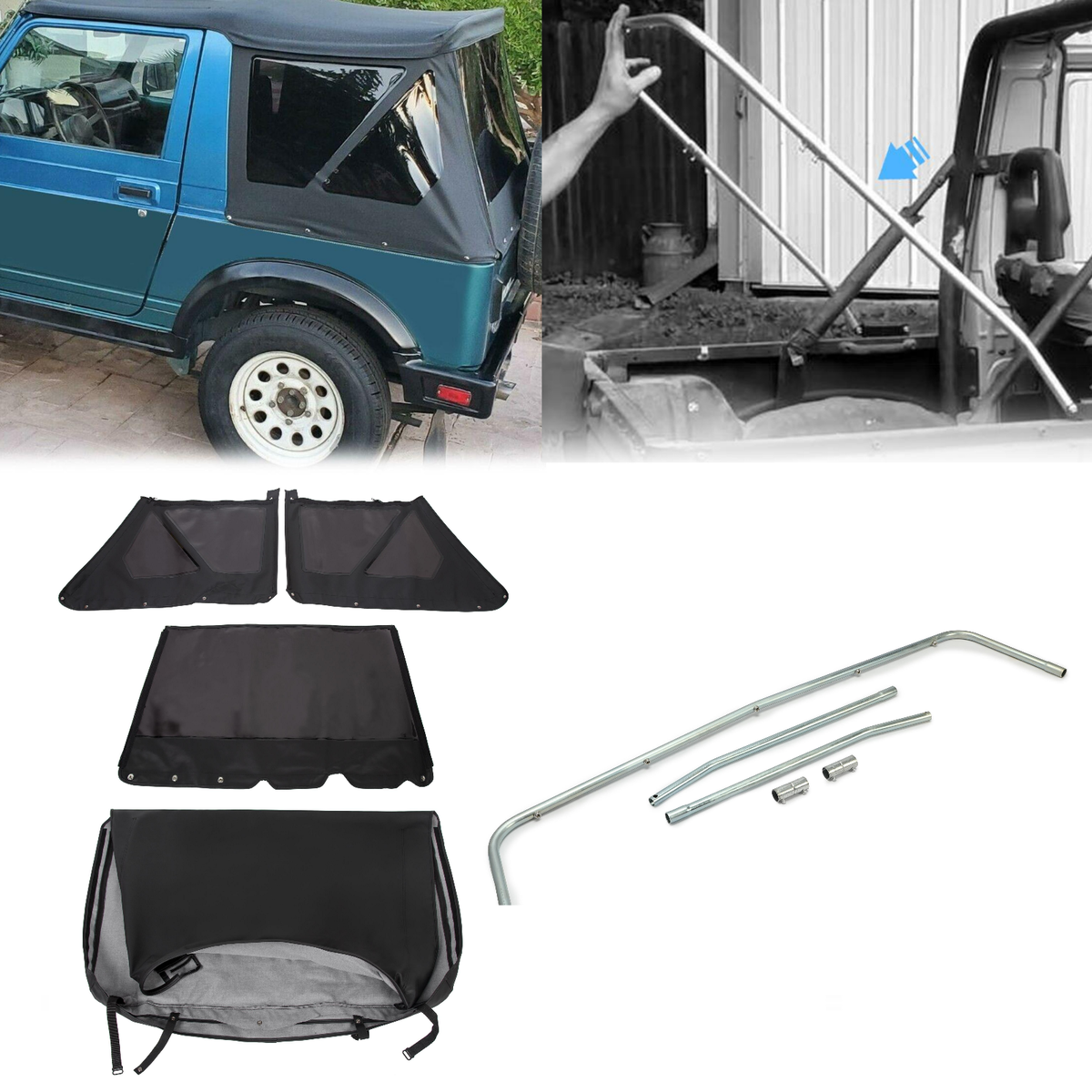 For 86-94 Suzuki Samurai Soft Top 98515 & Zippered Windows w