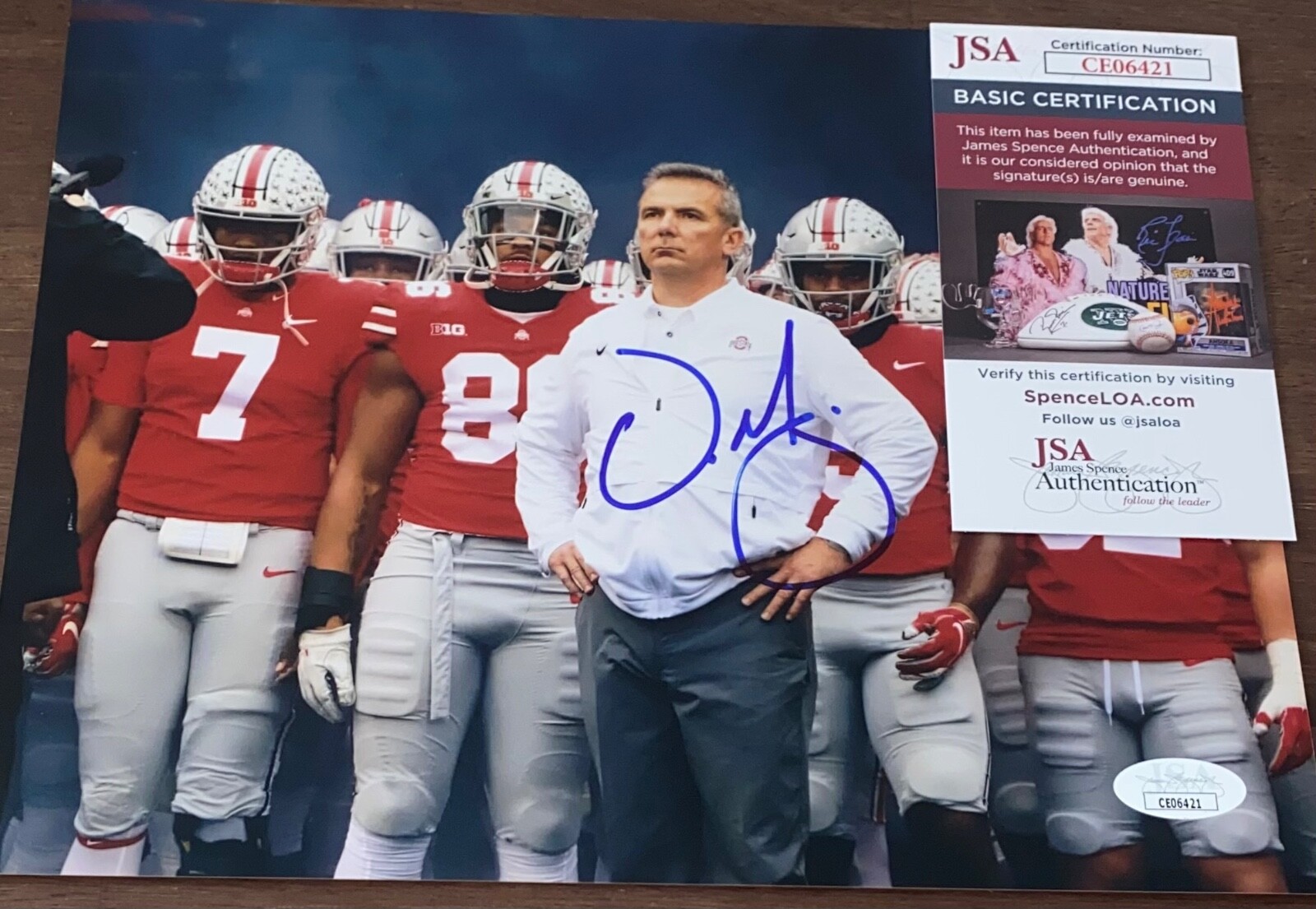 Urban Meyer Autographed Signed Ohio State Buckeyes 8x10 Photo Nat'L Champs JSA N 