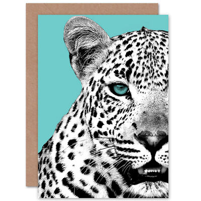 Close Up Beasties Leopard Blanko Grußkarte mit Umschlag