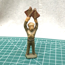 Vtg Gray Iron Toy Soldier Unmarked Repainted Sailor Flagging