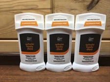 Lot of 3 Dove Men+Care Whole Body Deodorant Shea Butter & Cedar For 72H Odor