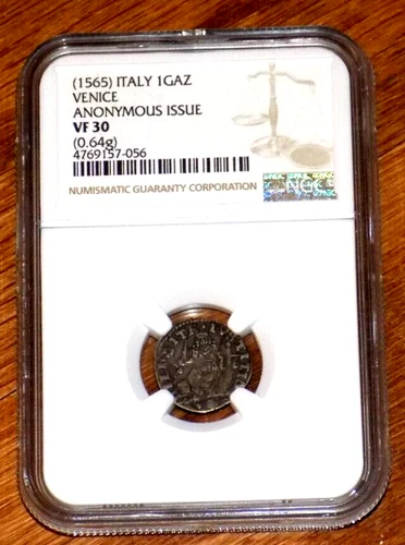 1565 Italy 1 Gaz Venice Anonymous Issue NGC VF 30 Renaissance Era Rare Coin