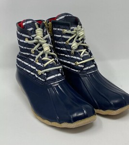 sperry striped duck boots