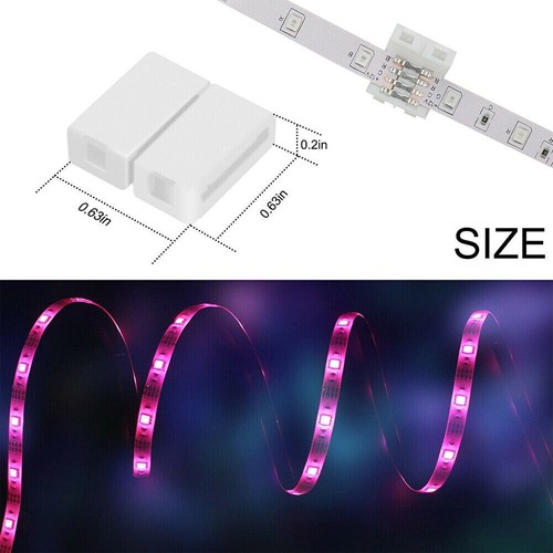 10X 4 Pin 10mm Solderless Clip-on Coupler Connector For 5050 RGB LED Strip Light - Picture 2 of 9