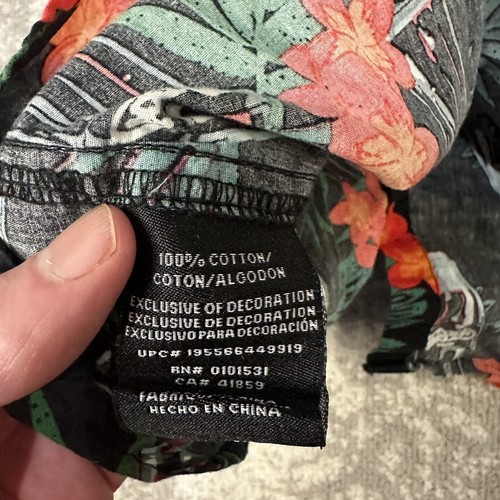 Coca Cola Men’s M Black Floral Short Sleeve Hawaiian Shirt - Picture 7 of 8