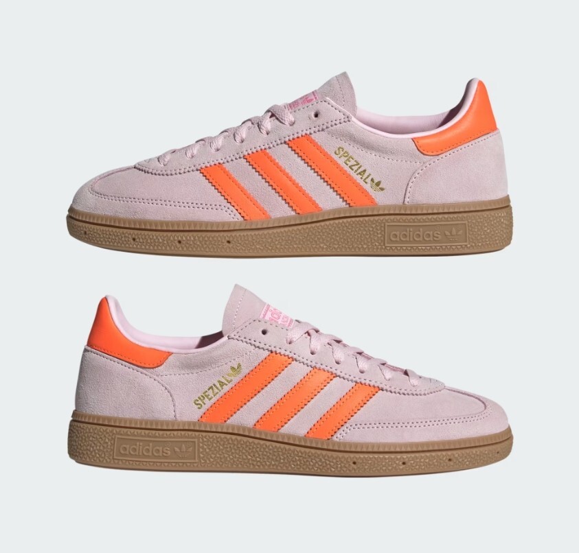 New Adidas Women's Handball Spezial Shoes - Clear Pink / Solar Orange (JS0250) image 7