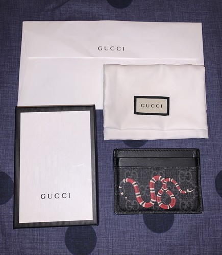 Gucci Kingsnake Print GG Supreme Card Holder Case