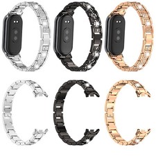 Three-Beads Diamonds Stainless Steel Metal Watch Strap For Xiaomi Mi Band 8