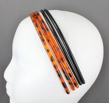 Brown Black 5 skinny set headbands pack plastic thin skinny narrow grip teeth