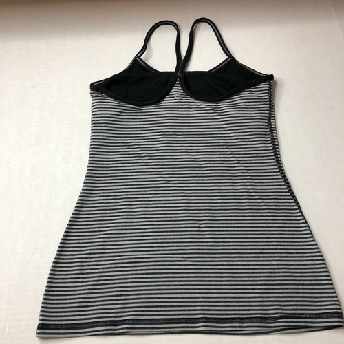 Lululemon Gray Black Stripe Active Sport Tank Top size 6 Sleeveless BO - Afbeelding 2 van 6