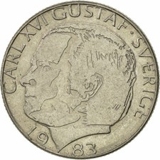 #426660 M&uuml;nze, Schweden, Carl XVI Gustaf, Krona, 1983, VZ, Copper-nickel, KM:8