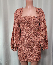 Free People Smock It To Me Mini Dress Women's Size Medium Apricot Combo NWT