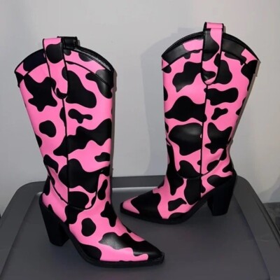 Dolls Kill Trickz N’ Treats Riding High Cowboy Boots Pink Cowboy Western  Boots