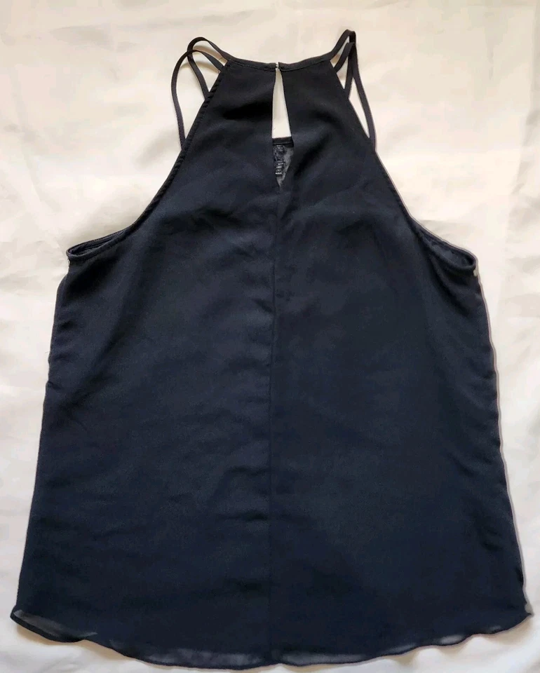 XOXO Women's Top Sleeveless Spaghetti Strap Silver Beads Black Size Large - Image 4 of 4