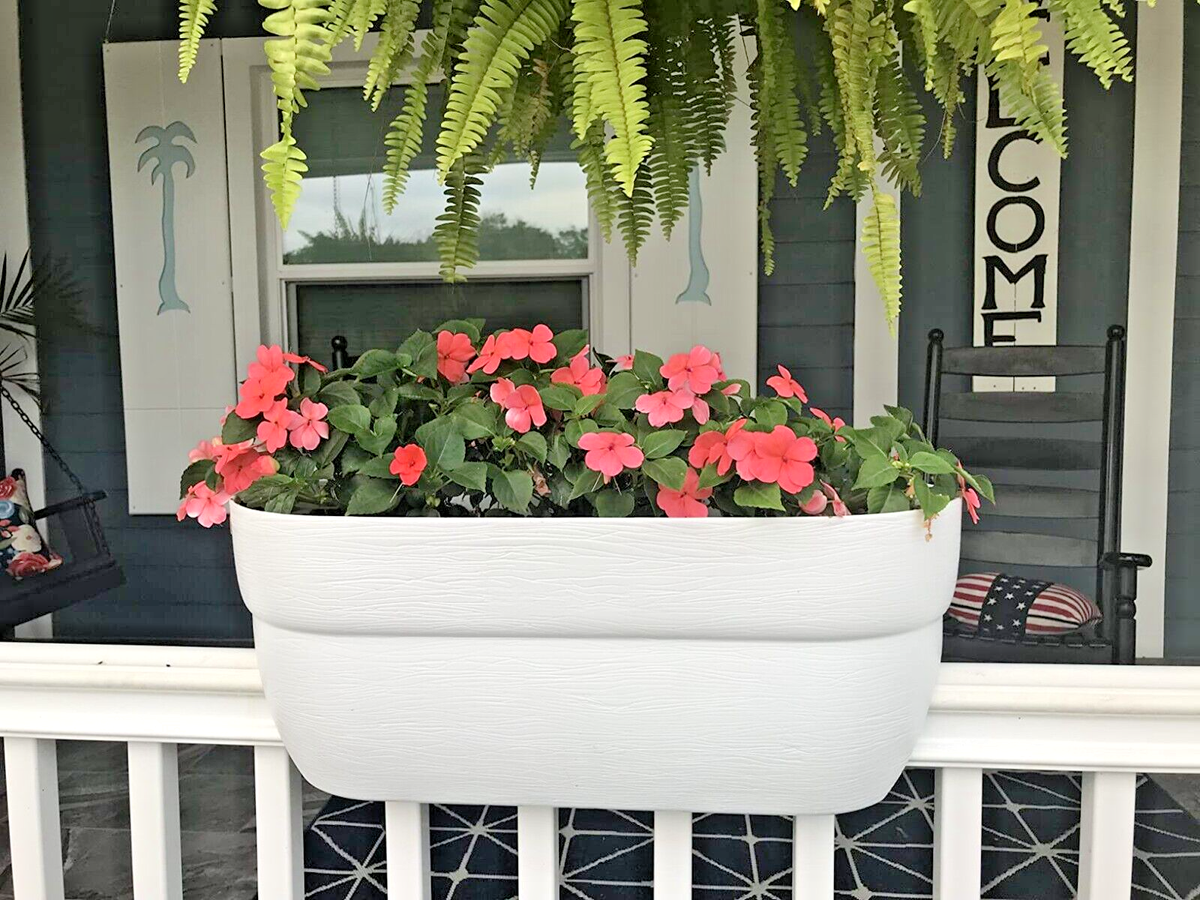 Bloomers Railing Planter with Drainage Holes " 24 Weatherproof Resin  Planter | eBay