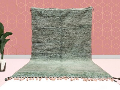 kechart - Custom Green Moroccan Beni Ourain Rug, Hallway Moroccan Rug, Beni