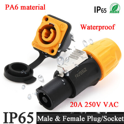 IP65 3Pin 20A 250V Male Female Power Connector Waterproof for Stage Light Power