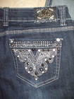 MISS CHIC Jeans Blue Denim Rhinestone/Stud detail Women 12/13 30 X 32 — photo 6
