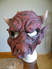 SEASONS Halloween HALF MASK Red DEVIL SATIN DEMON Horns FREE SHIP