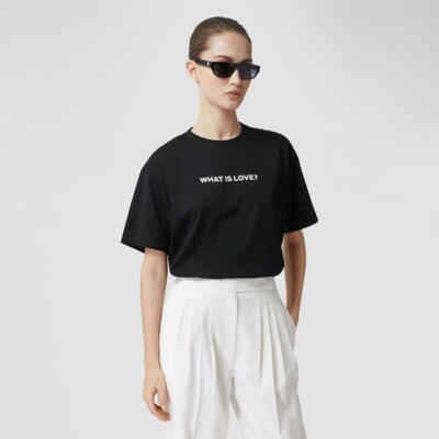 NEW BURBERRY BLACK LOVE SLOGAN OVERSIZE T-SHIRT TOP UNISEX SIZE M  