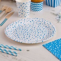 Pappteller Stars Blau 8 StüCk - Einwegteller Hochzeit Partyteller 23 Cm